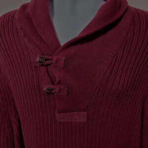 Duluth Trading Co Men's Brigadier Shawl Collar Sweater L Tall Burgundy Preppy